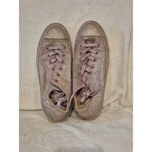 Women's Pink And Gold Glitter Converse